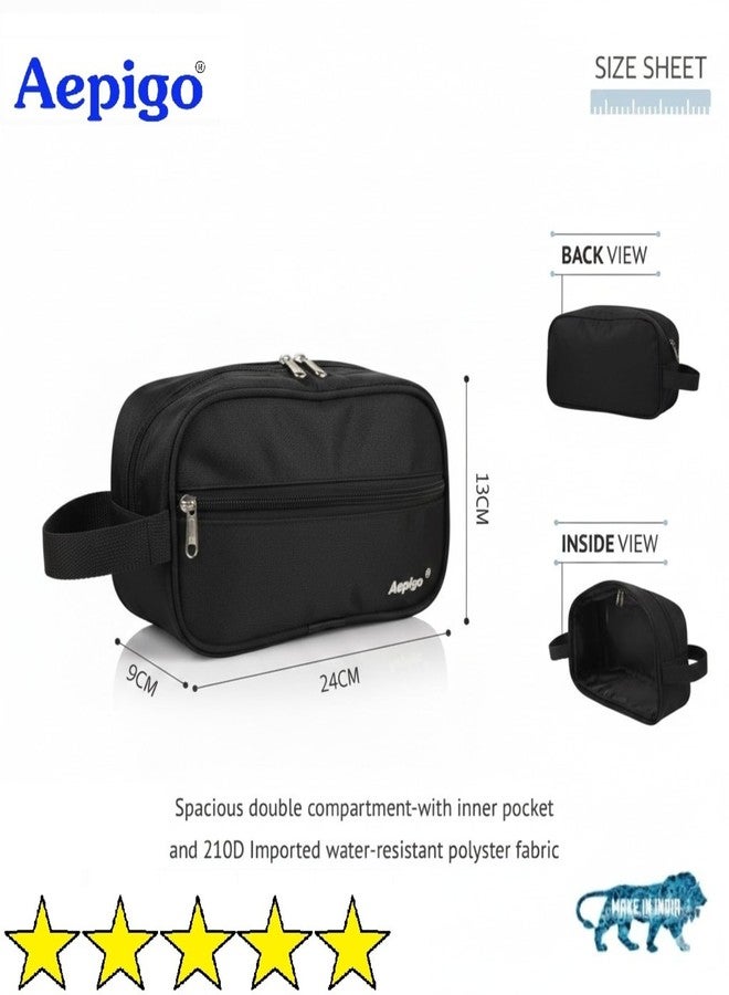 Aepigo Aepig Polyester Multipurpose Toiletry Bag for Men Hanging Dopp Kit Water Resistant Shaving Bag Small Toiletry Bag for Traveling, Black - Image 4